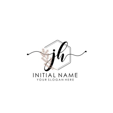 Botanik ve Minimalist Tasarımlı El Yazısıyla JH İlk Logosu