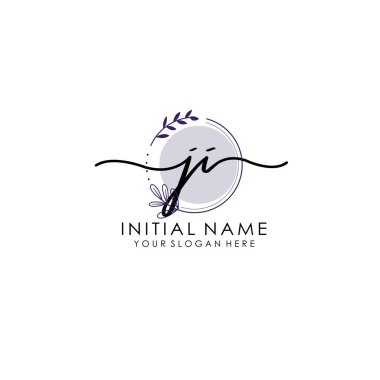 Botanik ve Minimalist Tasarımlı El Yazısıyla JI İlk Logosu