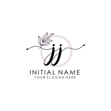 Botanik ve Minimalist Tasarımlı El Yazısıyla JJ İlk Logosu