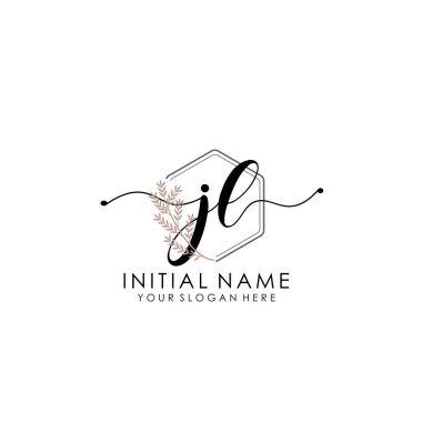 Botanik ve Minimalist Tasarımlı El Yazısıyla JL İlk Logosu