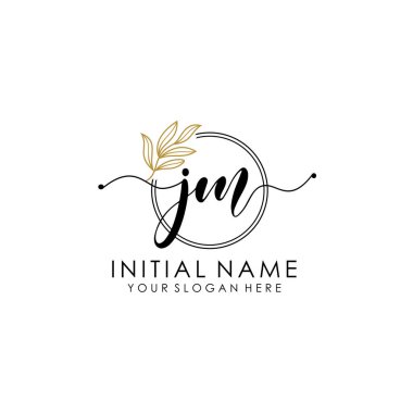 Botanik ve Minimalist Tasarımlı El Yazısıyla JM İlk Logosu