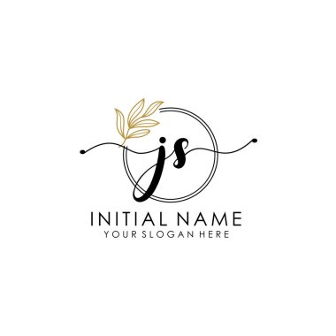 Botanik ve Minimalist Tasarımlı El Yazısıyla JS İlk Logosu