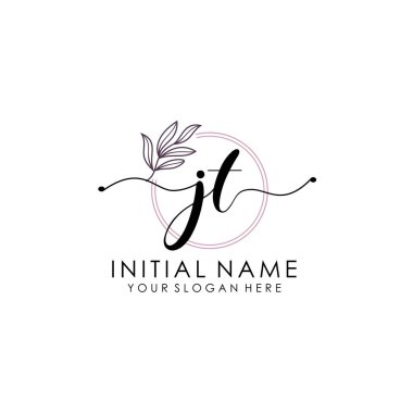 Botanik ve Minimalist Tasarımlı El Yazısıyla JT İlk Logosu