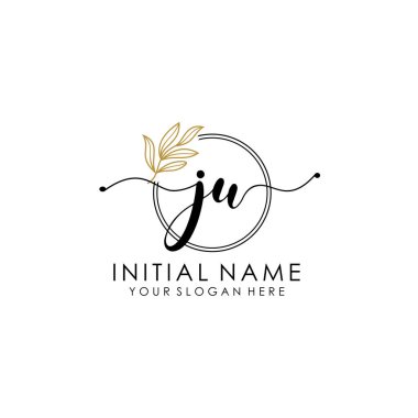 Botanik ve Minimalist Tasarımlı El Yazısıyla JU İlk Logosu