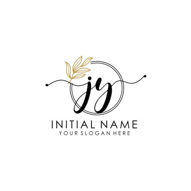 Botanik ve Minimalist Tasarımlı El Yazısıyla JY İlk Logosu