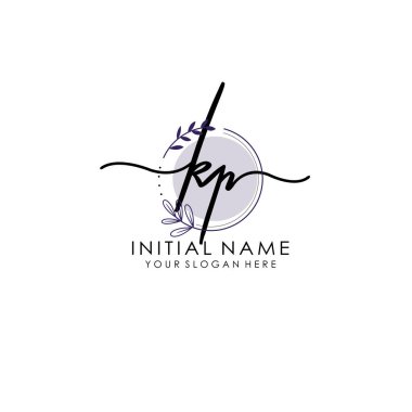 Botanik ve Minimalist Tasarımlı El Yazısıyla KP İlk Logosu