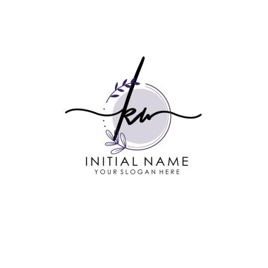 Botanik ve Minimalist Tasarımlı El Yazısıyla KW İlk Logosu