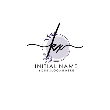 Botanik ve Minimalist Tasarımlı El Yazısıyla KX İlk Logosu