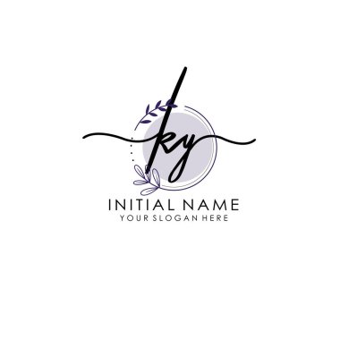 Botanik ve Minimalist Tasarımlı El Yazısıyla KY İlk Logosu