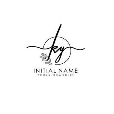 Botanik ve Minimalist Tasarımlı El Yazısıyla KY İlk Logosu