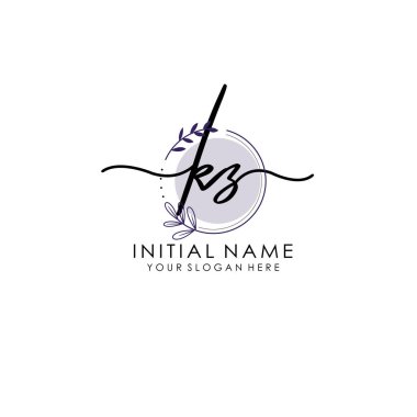 Botanik ve Minimalist Tasarımlı El Yazısıyla KZ İlk Logosu