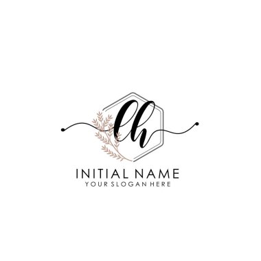 Botanik ve Minimalist Tasarımlı El Yazısıyla LH İlk Logosu