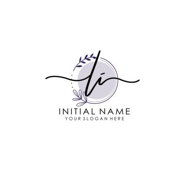 Botanik ve Minimalist Tasarımlı El Yazısıyla LI İlk Logosu