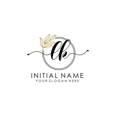 Botanik ve Minimalist Tasarımlı El Yazısıyla LK İlk Logosu