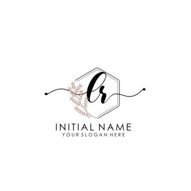 Botanik ve Minimalist Tasarımlı El Yazısıyla LR İlk Logosu