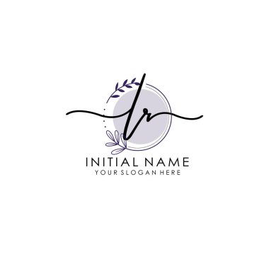Botanik ve Minimalist Tasarımlı El Yazısıyla LR İlk Logosu