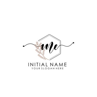 Botanik ve Minimalist Tasarımlı El Yazması ME İlk Logosu