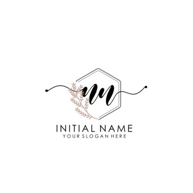 Botanik ve Minimalist Tasarımlı El Yazısıyla NN İlk Logosu