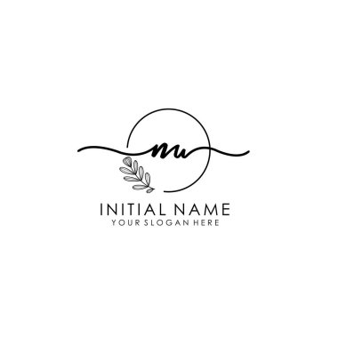 Botanik ve Minimalist Tasarımlı El Yazısıyla NU İlk Logosu