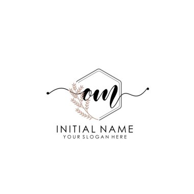 Botanik ve Minimalist Tasarımlı El Yazısıyla OM İlk Logosu