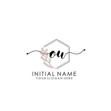 Botanik ve Minimalist Tasarımlı El Yazısıyla OU İlk Logosu