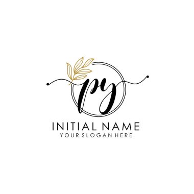 Botanik ve Minimalist Tasarımlı El Yazısıyla PY İlk Logosu