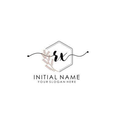 Botanik ve Minimalist Tasarımlı El Yazısıyla RX İlk Logosu