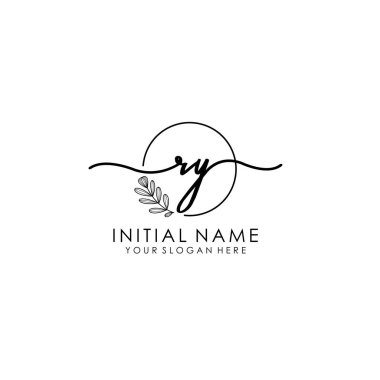 Botanik ve Minimalist Tasarımlı el yazması RY İlk Logo