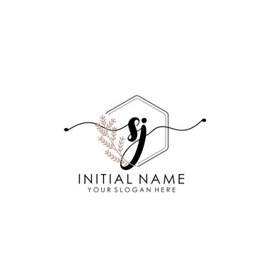 Botanik ve Minimalist Tasarımlı El Yazısıyla SJ İlk Logosu