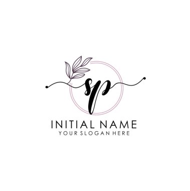 Botanik ve Minimalist Tasarımlı El Yazısıyla SP İlk Logosu