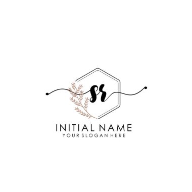 Botanik ve Minimalist Tasarımlı El Yazısıyla SR İlk Logosu