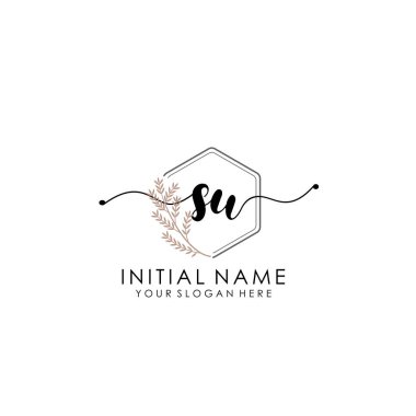 Botanik ve Minimalist Tasarımlı El Yazısıyla SU İlk Logosu