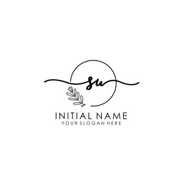 Botanik ve Minimalist Tasarımlı El Yazısıyla SU İlk Logosu