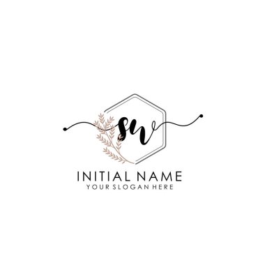 Botanik ve Minimalist Tasarımlı El Yazısıyla SW İlk Logosu