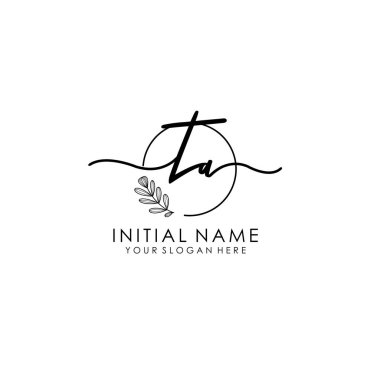 Botanik ve Minimalist Tasarımlı El Yazısıyla TA İlk Logosu