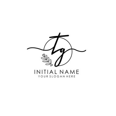 Botanik ve Minimalist Tasarımlı El Yazısıyla TG İlk Logosu