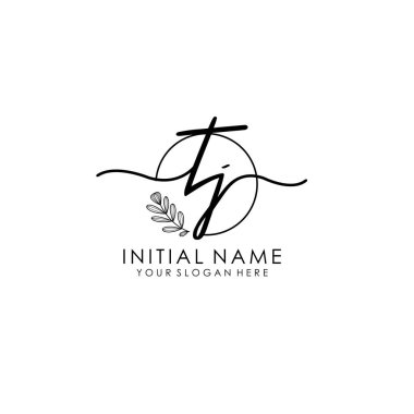 Botanik ve Minimalist Tasarımlı El Yazısıyla TJ İlk Logosu