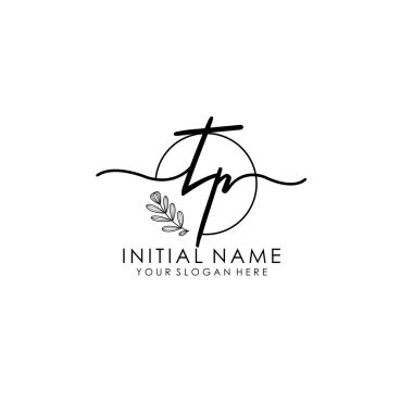 Botanik ve Minimalist Tasarımlı El Yazısıyla TP İlk Logosu