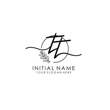 Botanik ve Minimalist Tasarımlı El Yazısıyla TT İlk Logosu