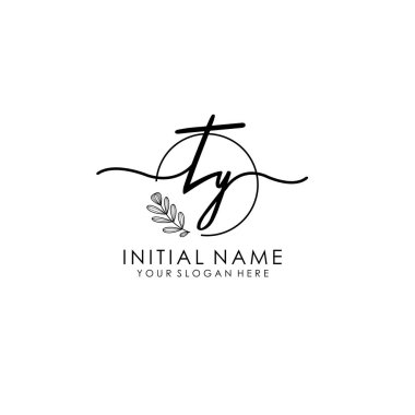 Botanik ve Minimalist Tasarımlı El Yazısıyla TY İlk Logosu