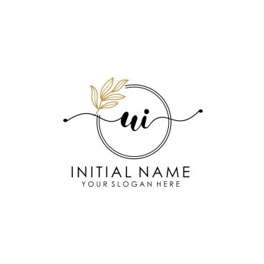 Botanik ve Minimalist Tasarımlı El Yazısıyla UI İlk Logosu