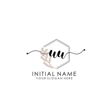 Botanik ve Minimalist Tasarımlı El Yazısıyla UU İlk Logosu