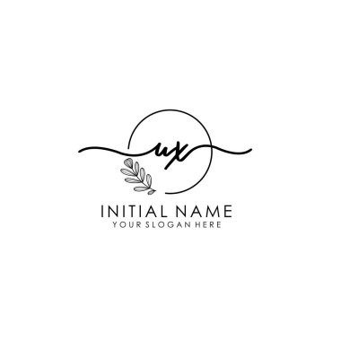 Botanik ve Minimalist Tasarımlı El Yazısıyla UX İlk Logosu