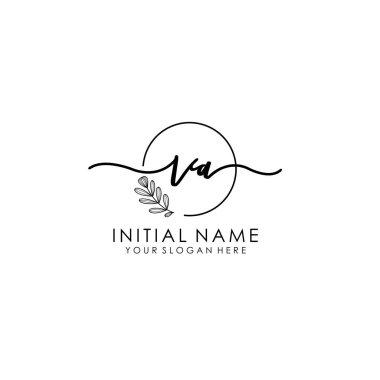 Botanik ve Minimalist Tasarımlı El Yazısıyla VA İlk Logosu