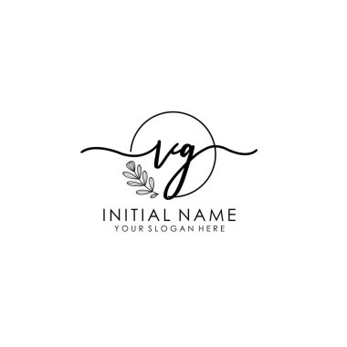 Botanik ve Minimalist Tasarımlı El Yazısıyla VG İlk Logosu