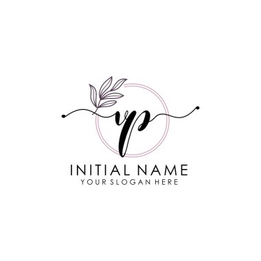 Botanik ve Minimalist Tasarımlı El Yazısıyla VP İlk Logosu