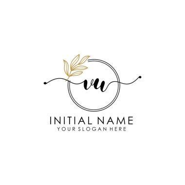 Botanik ve Minimalist Tasarımlı El Yazısıyla VU İlk Logosu