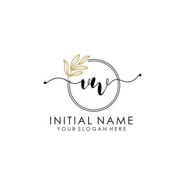 Botanik ve Minimalist Tasarımlı el yazısı VW İlk Logo
