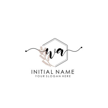 Botanik ve Minimalist Tasarımlı El Yazısıyla WA İlk Logosu