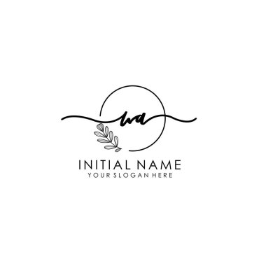 Botanik ve Minimalist Tasarımlı El Yazısıyla WA İlk Logosu